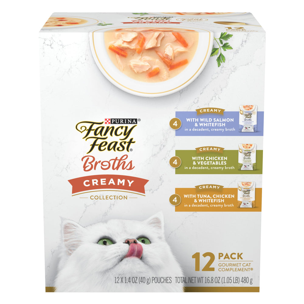 Fancy Feast sachet devant montrant l’étiquette et l’appétence