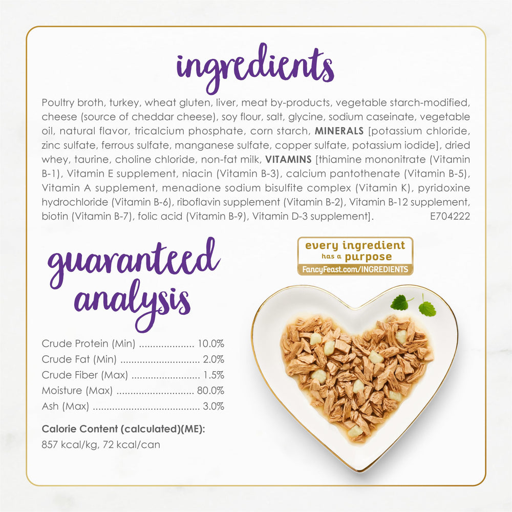 Fancy Feast comparaison taille boîte dans une main, portion pratique pour repas