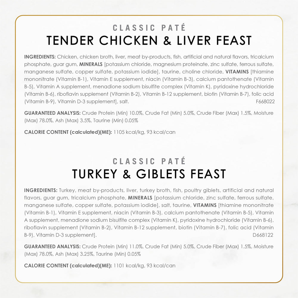 Fancy Feast comparaison de taille d'une boîte pour évaluer portionnement