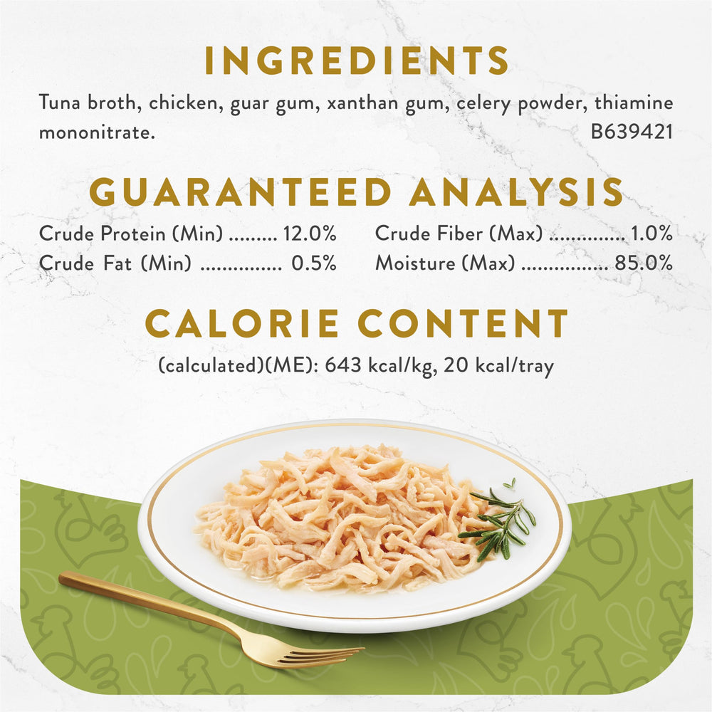 Fancy Feast comparaison taille d'un plateau à la main, facilite le service portionné