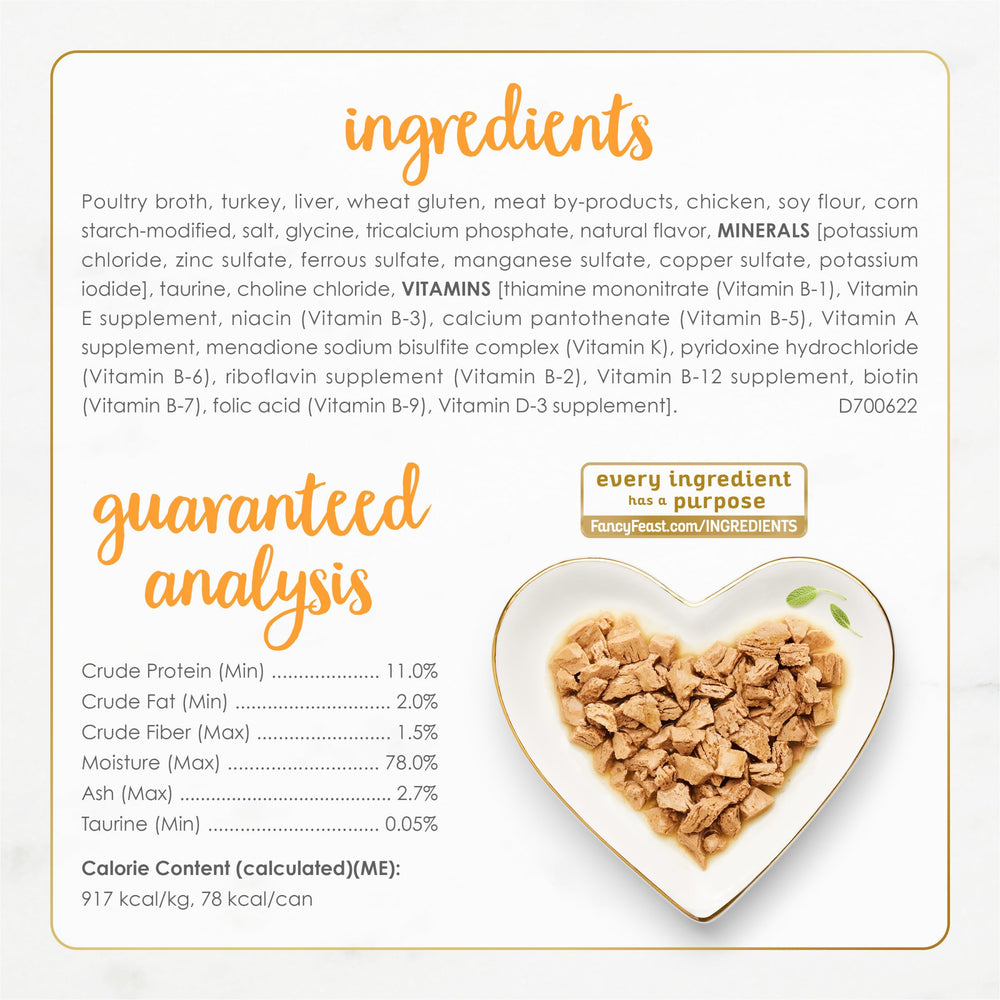 Fancy Feast emballage lot de 24 illustrant la praticité pour réassortiment