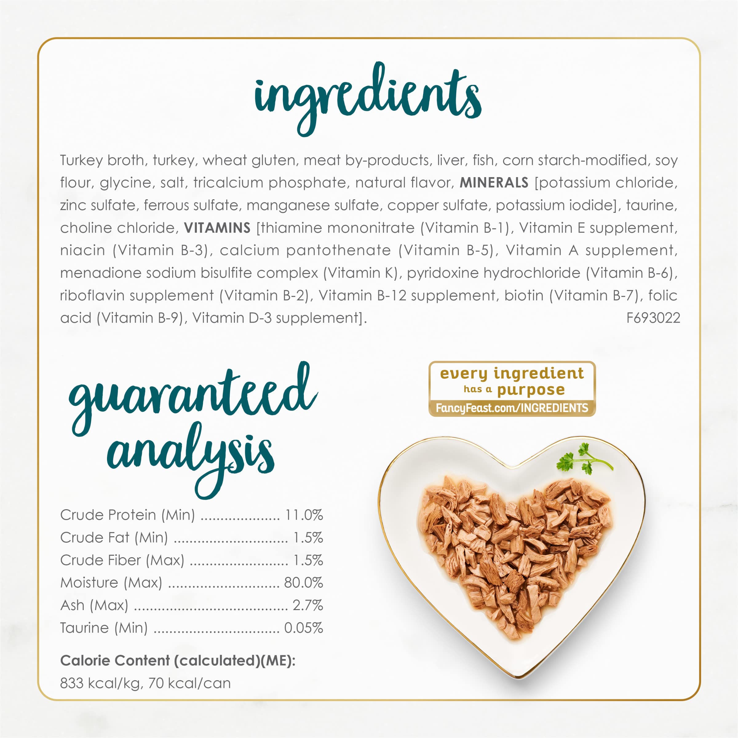 Fancy Feast étiquette et informations nutritionnelles, aide au choix éclairé