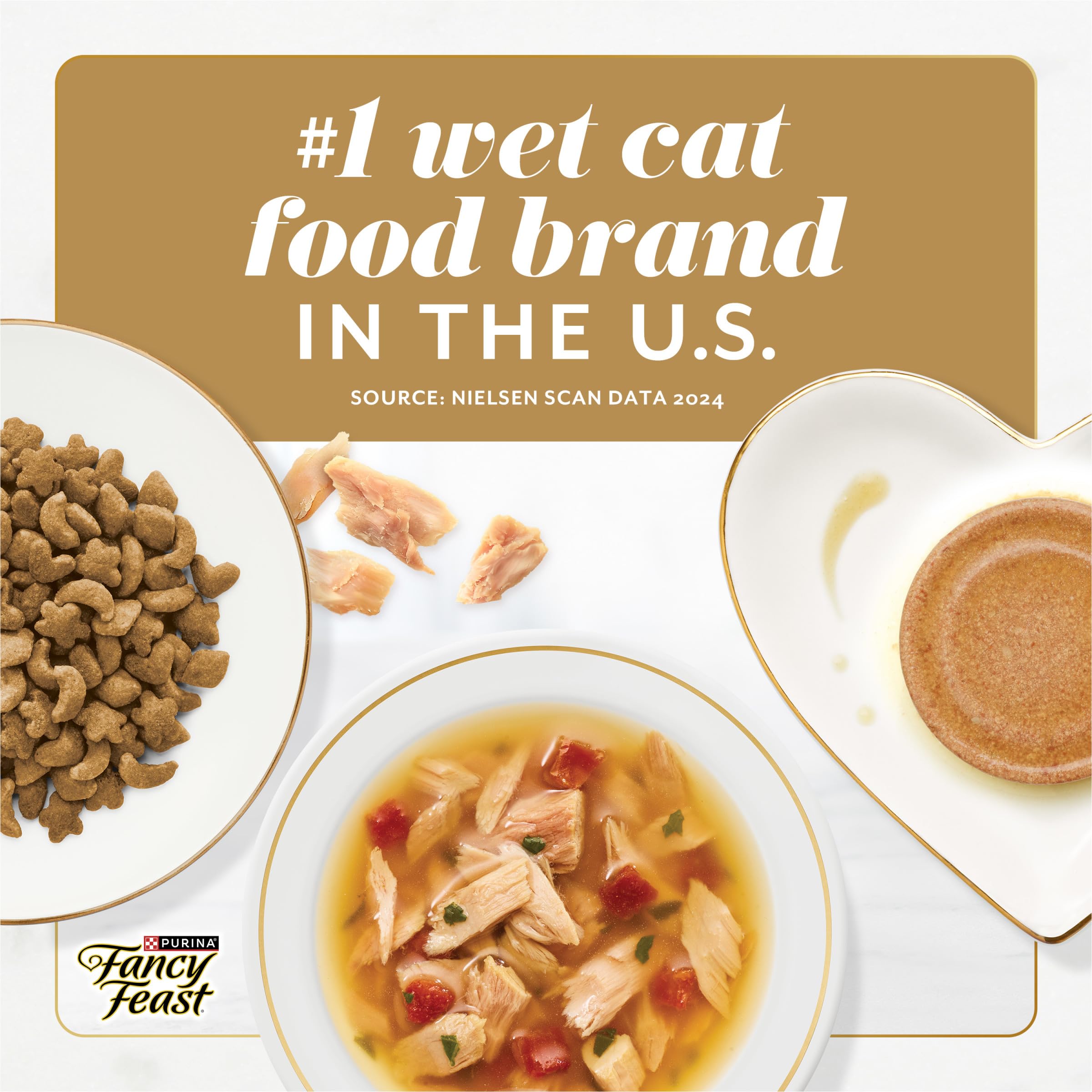 Comparaison d'échelle Fancy Feast avec une main pour voir la taille réelle de la portion