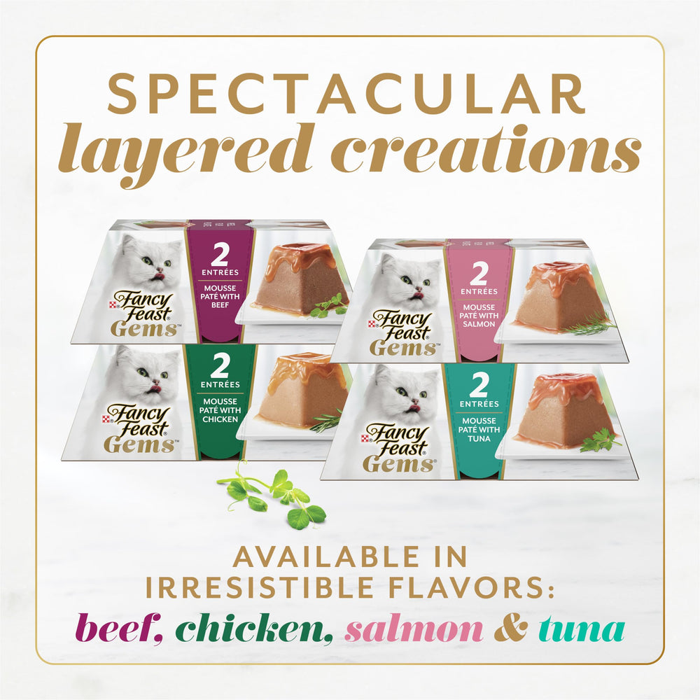 Pack complet Fancy Feast Gems 12 sachets pour visualiser la quantité et le rangement