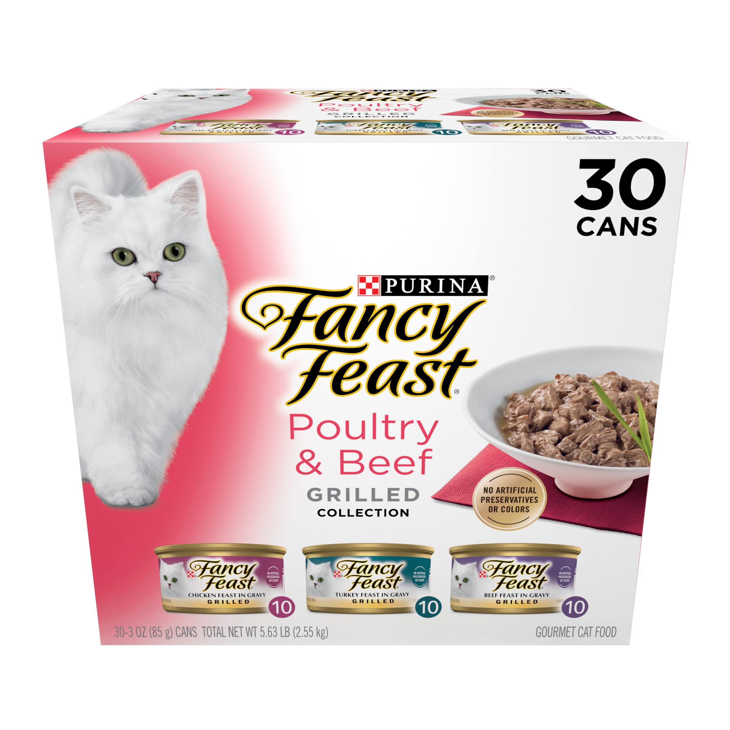 Fancy Feast emballage face avec visuel attrayant pour choix instantané