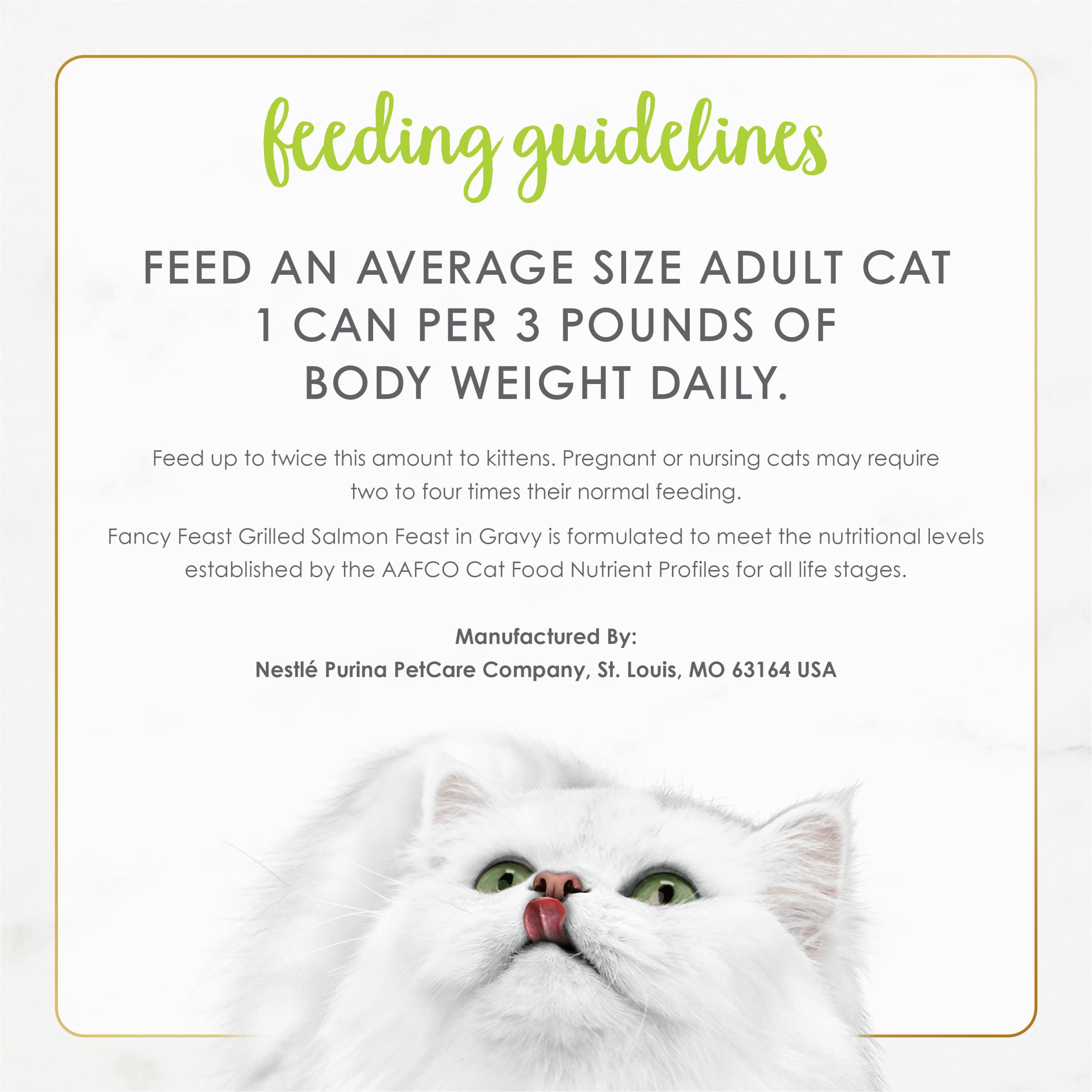 Fancy Feast comparaison de taille de la boîte utile pour évaluer les portions