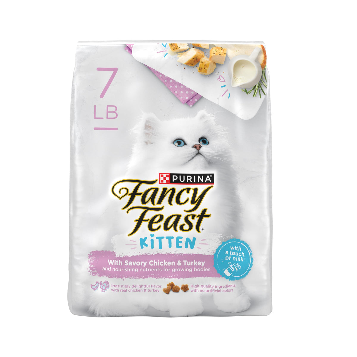 Fancy Feast sachet devant montrant la marque et l’appétence