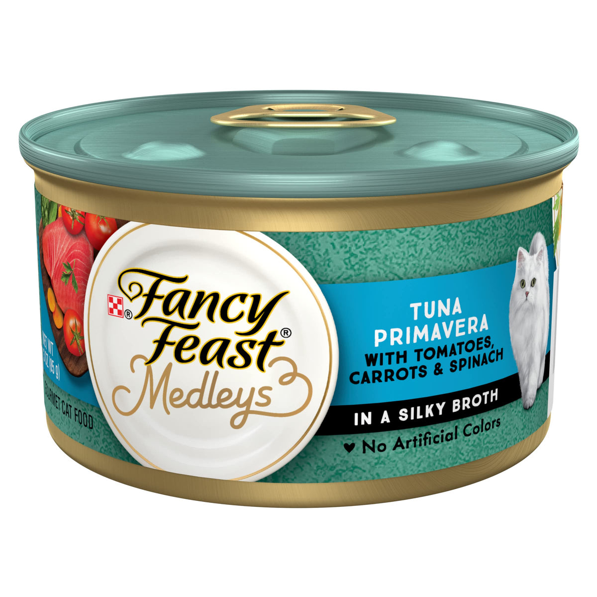 Fancy Feast boîte face montrant design et avantage praticité