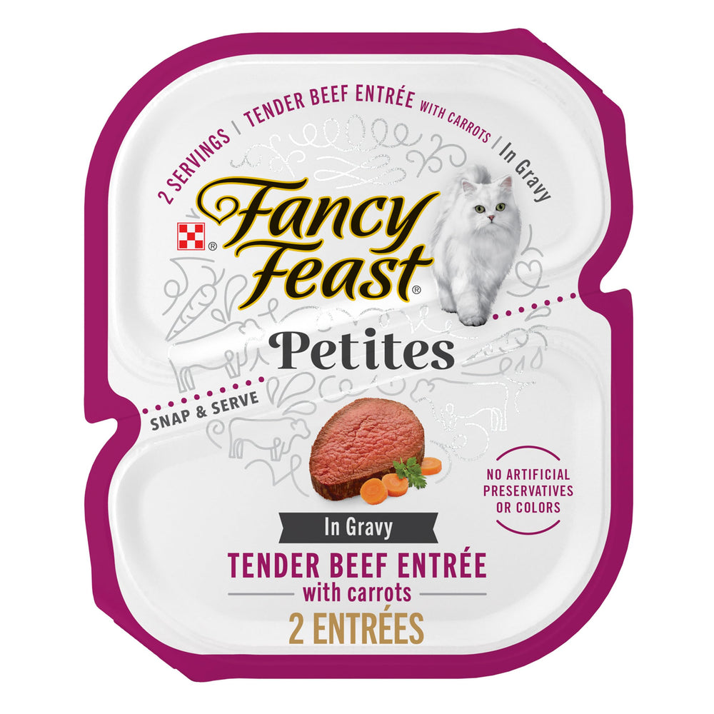 Fancy Feast emballage avant montrant le pack 12 x 79 g et praticité