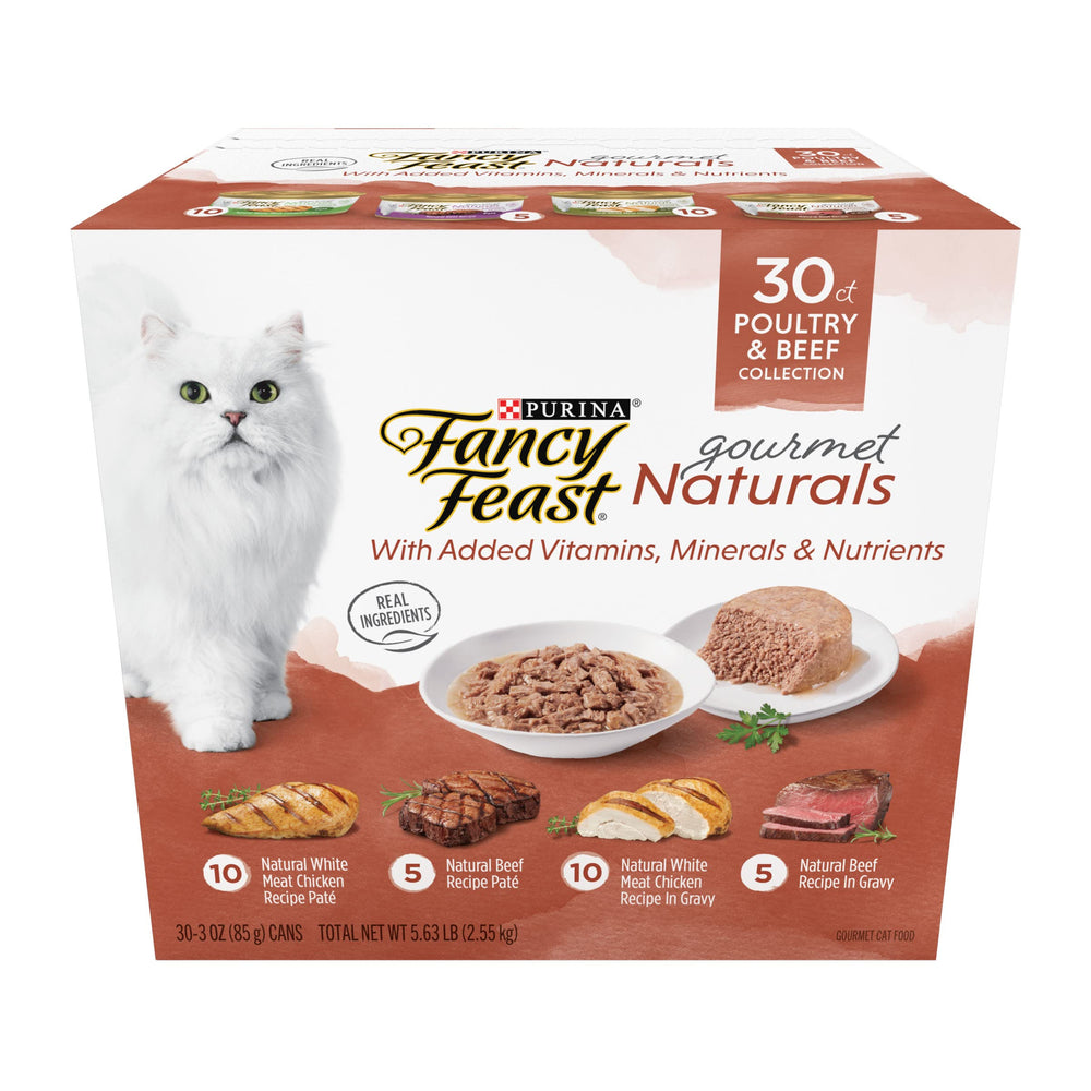 Fancy Feast packaging face avant montrant variété et portion pratique