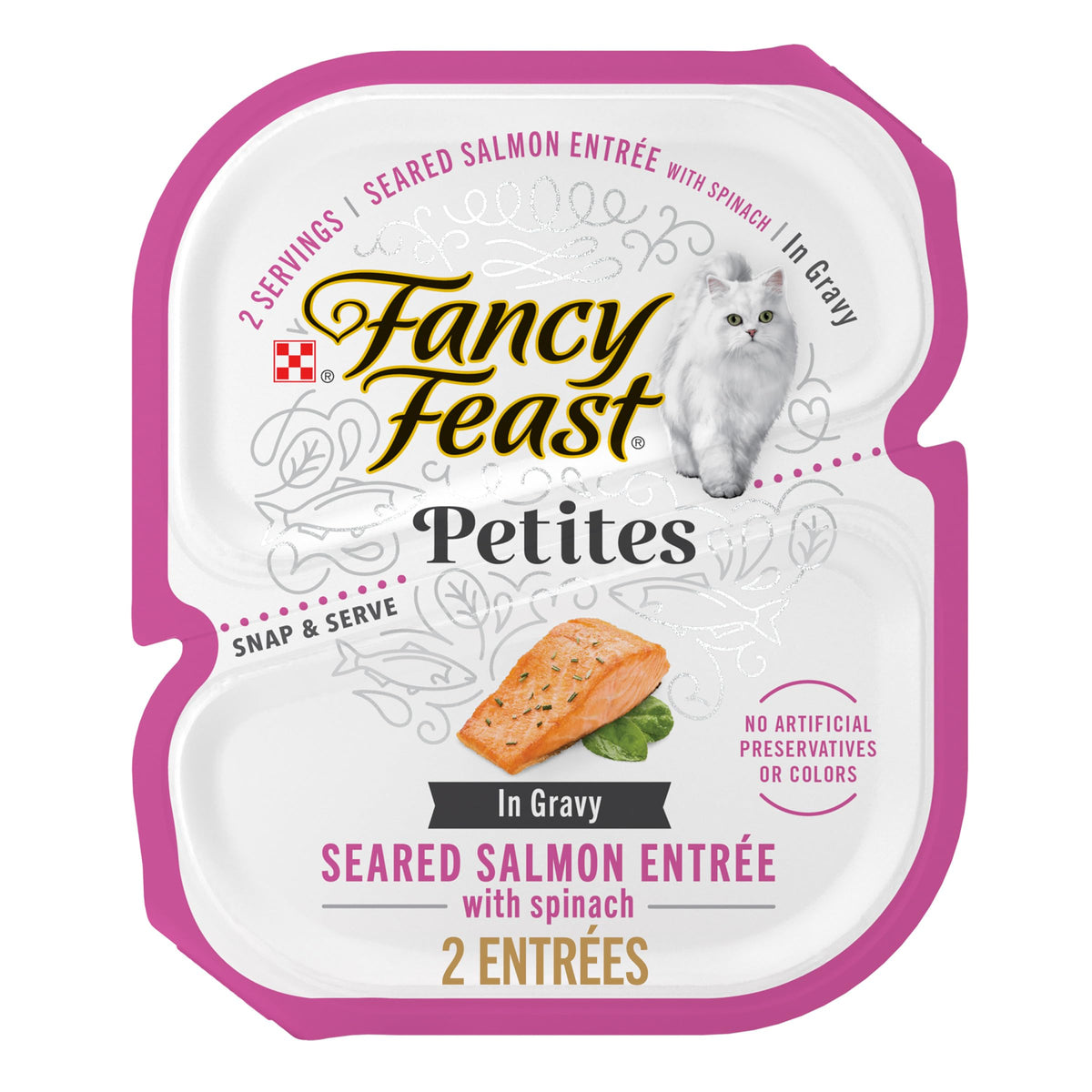 Fancy Feast barquette avant-plan montrant le design et l'étiquette attrayante