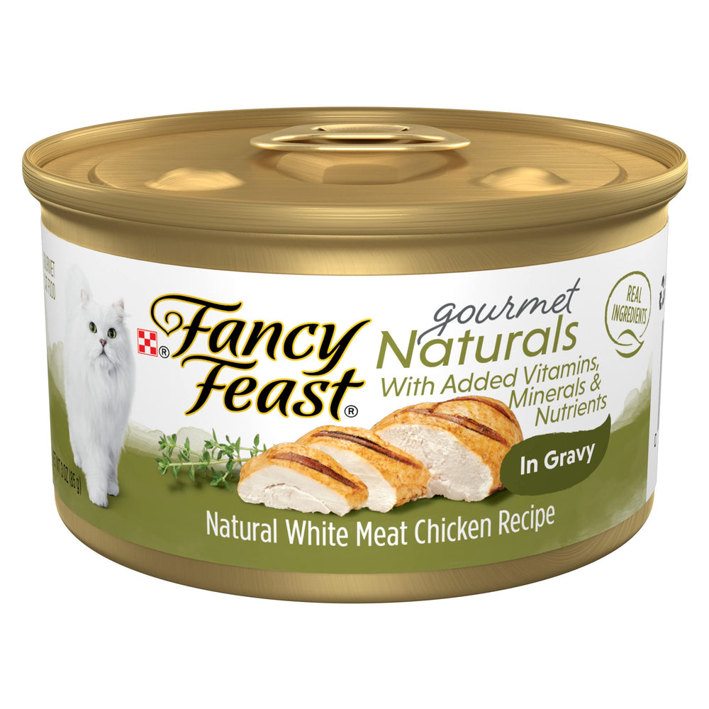 Fancy Feast boîte face montrant l'emballage et convenance pratique