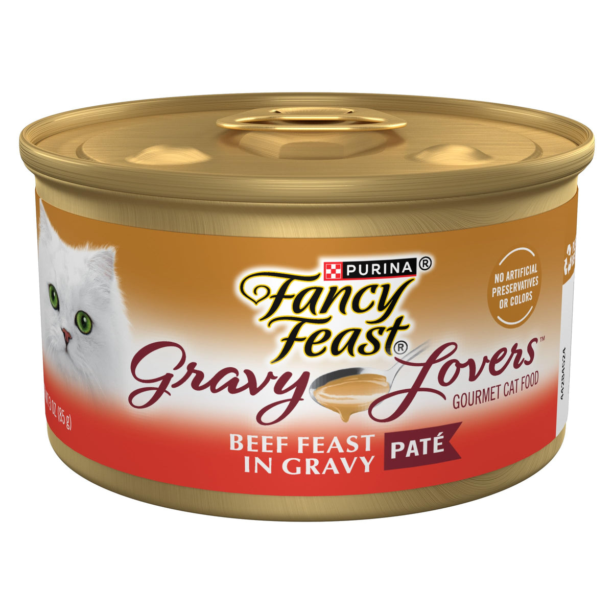 Fancy Feast Purina boîte ouverte montrant pâté appétissant