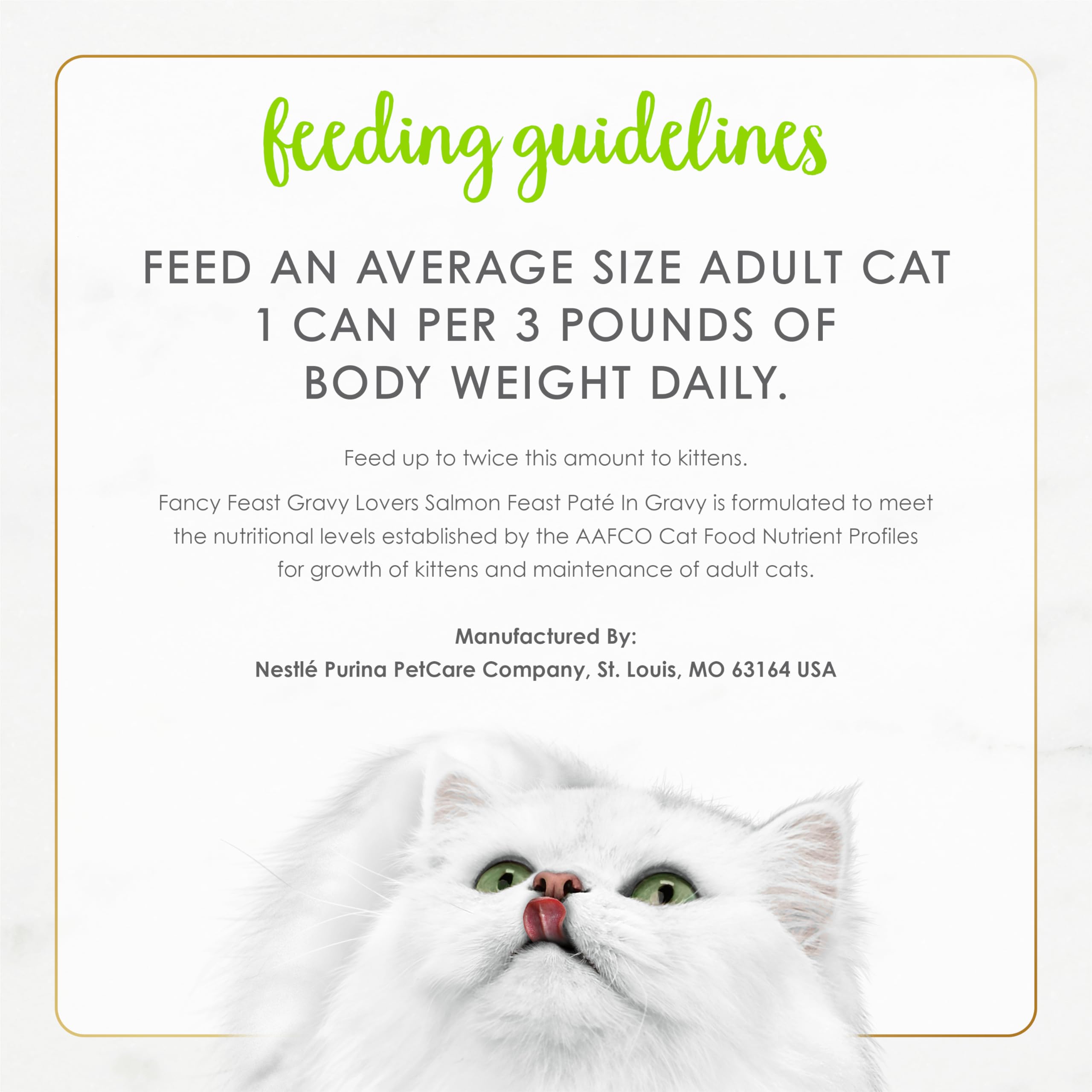 Fancy Feast Purina comparaison de taille d'une boîte montrant portion individuelle pratique