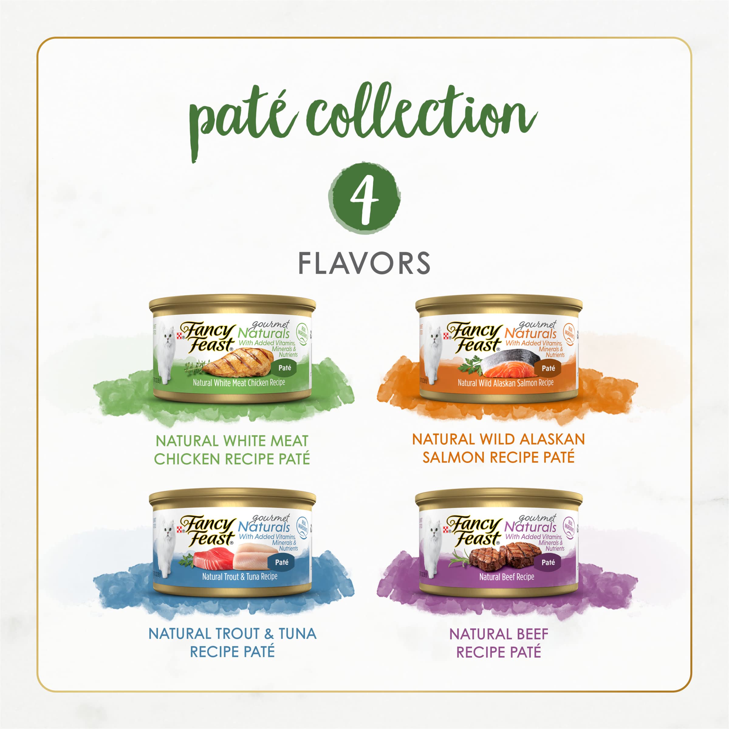 Fancy Feast Purina étiquette nutrition indiquant vitamines et minéraux