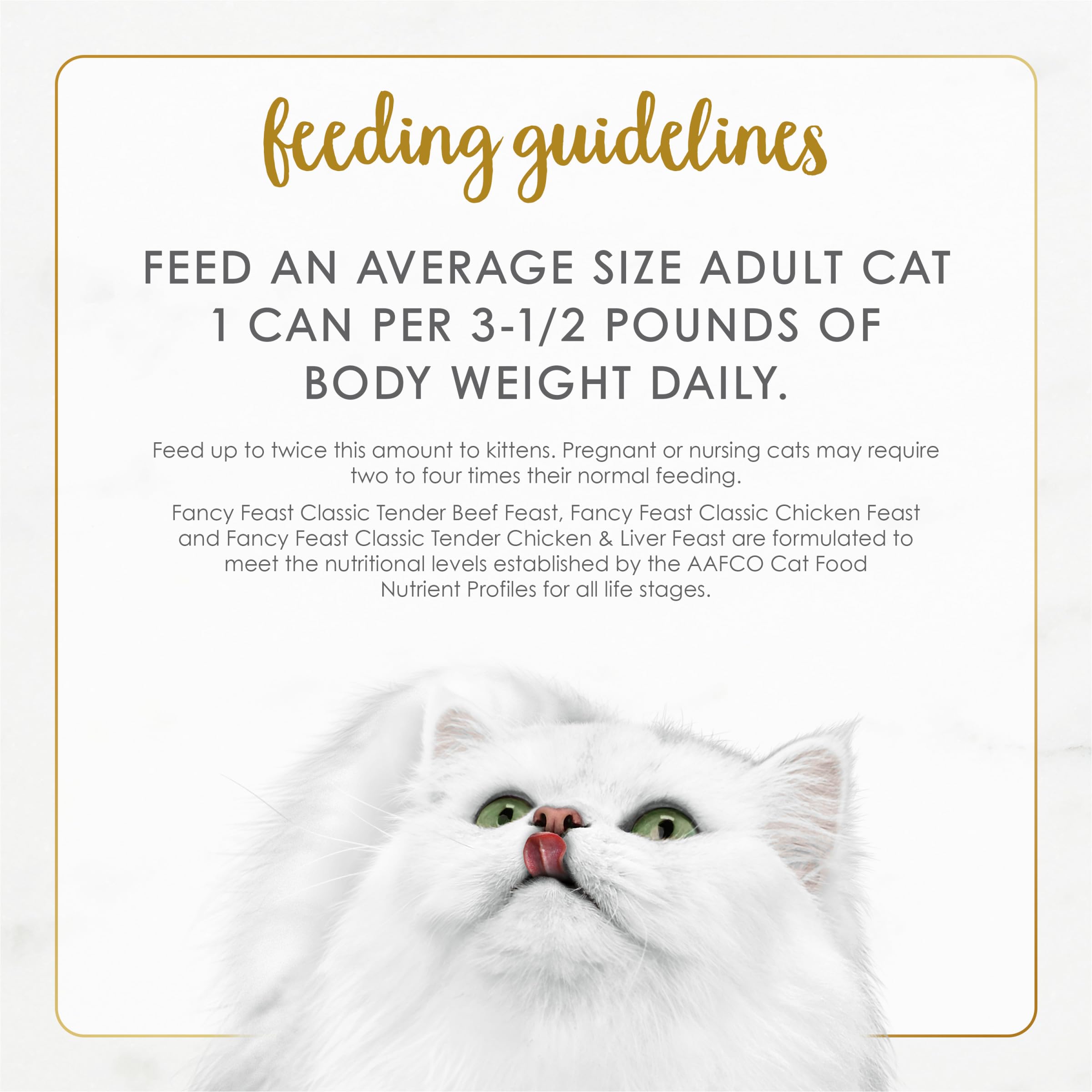 Fancy Feast Purina pack complet de 24 boîtes indiquant l’économie et la variété