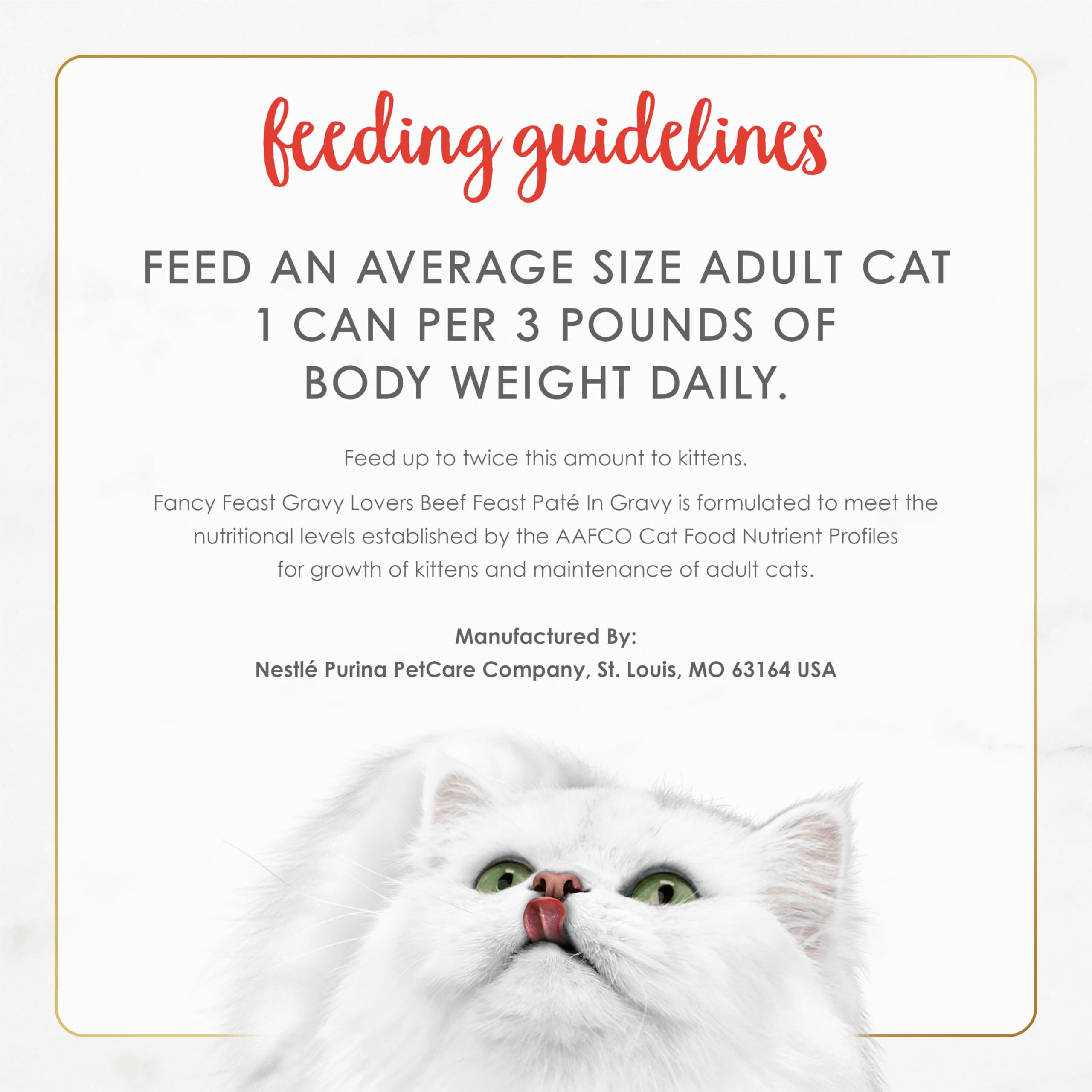 Fancy Feast Purina étiquette nutritionnelle lisible pour confiance
