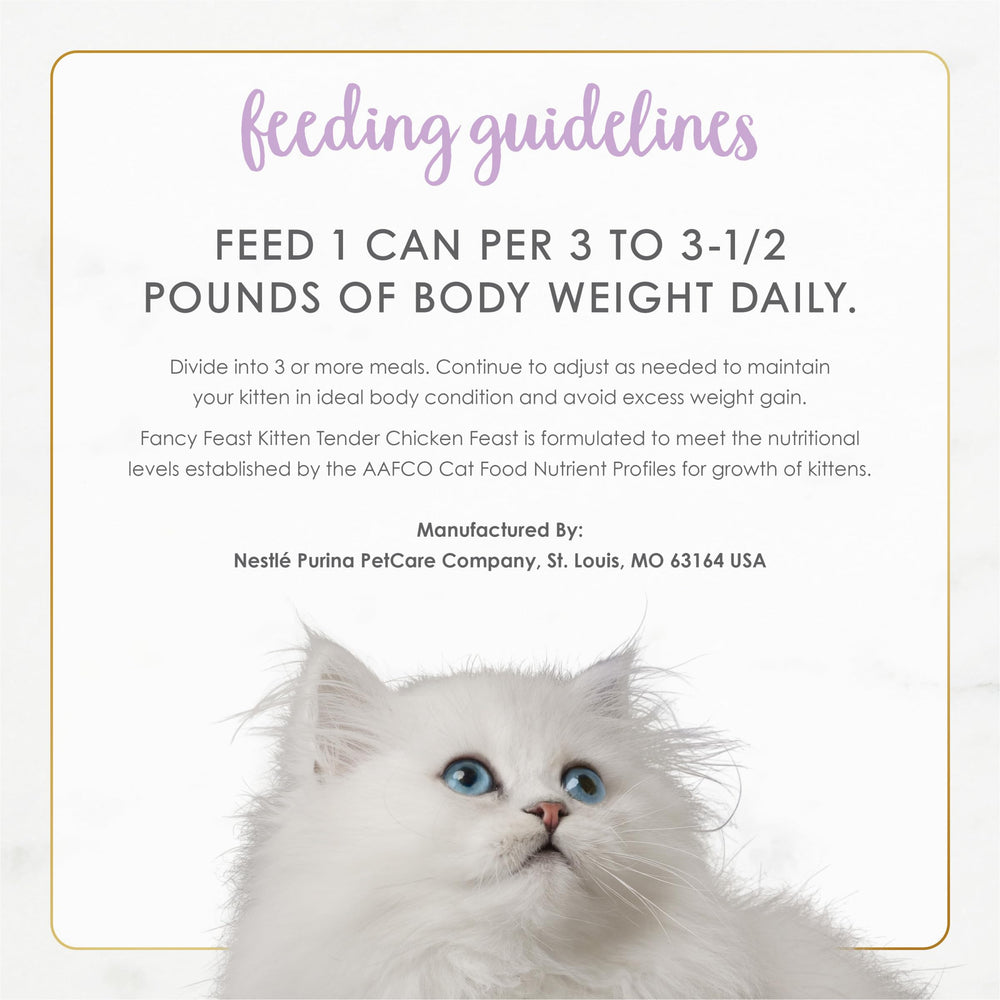 Fancy Feast Purina étiquette lisible et informations nutritionnelles claires