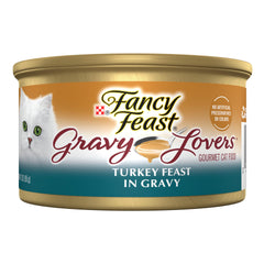 Fancy Feast Purina face de la canette montrant étiquette et attrait visuel