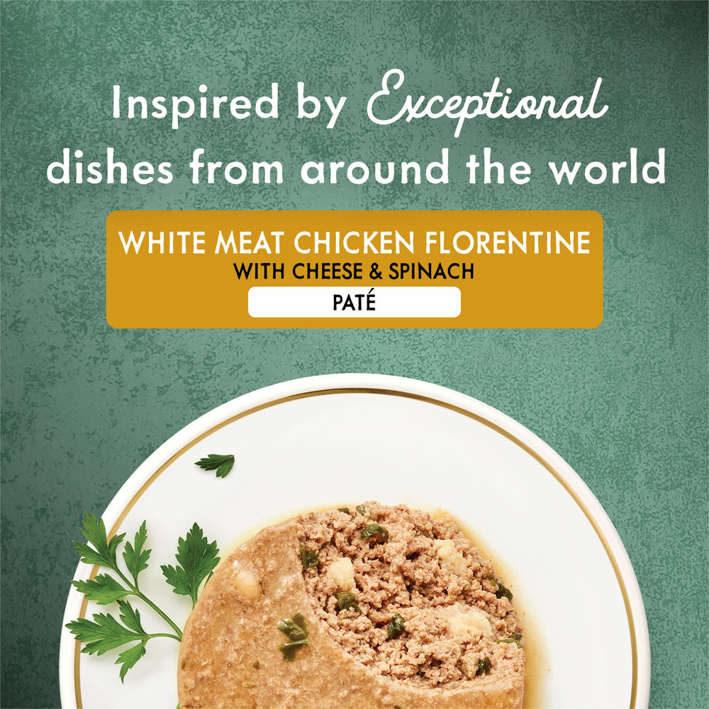 Fancy Feast boîte ouverte montrant le pâté appétissant, goût attirant
