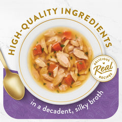 Fancy Feast Purina texture de bouillon soyeux, augmente l'appétence