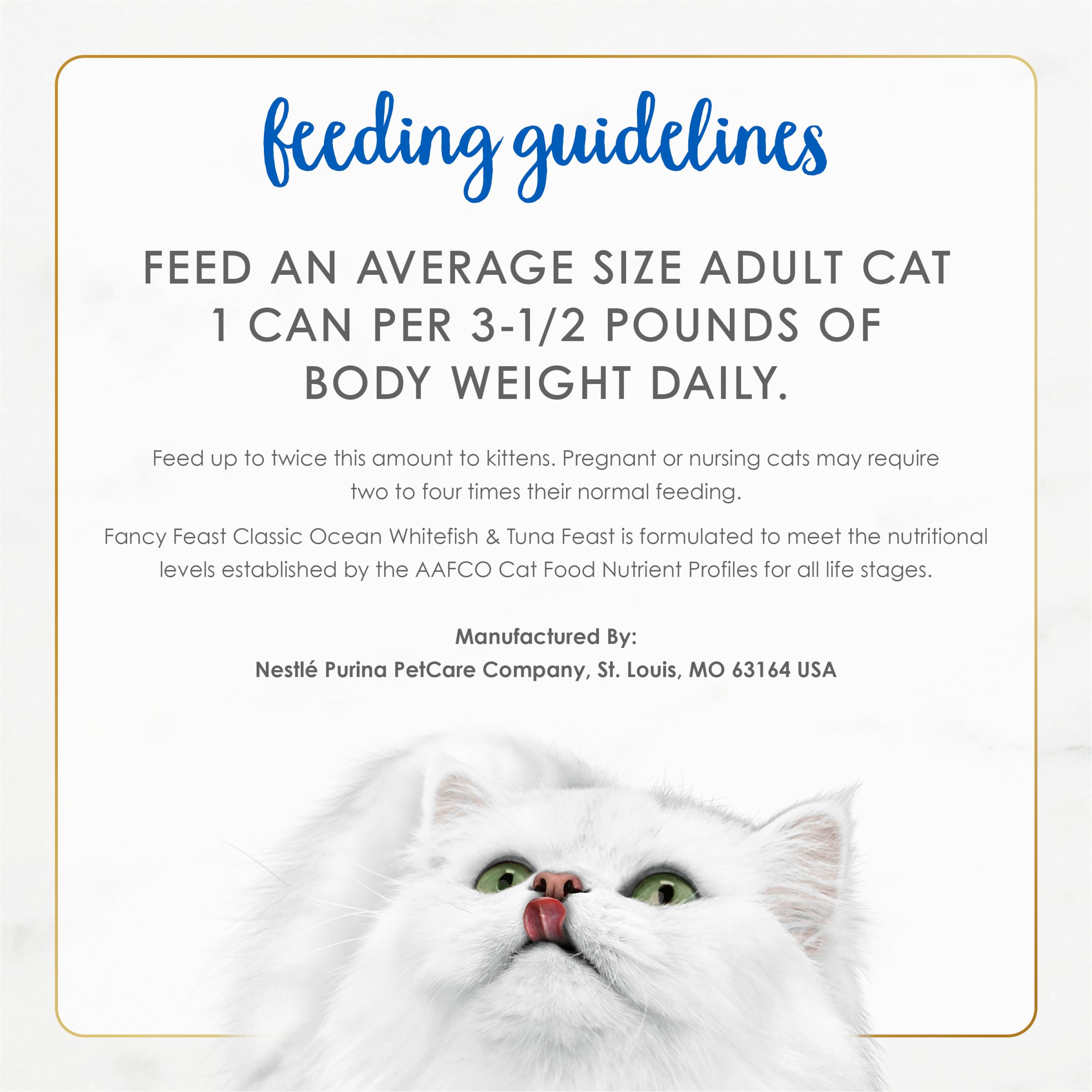 Fancy Feast boîte à côté d’une main montrant taille individuelle pratique