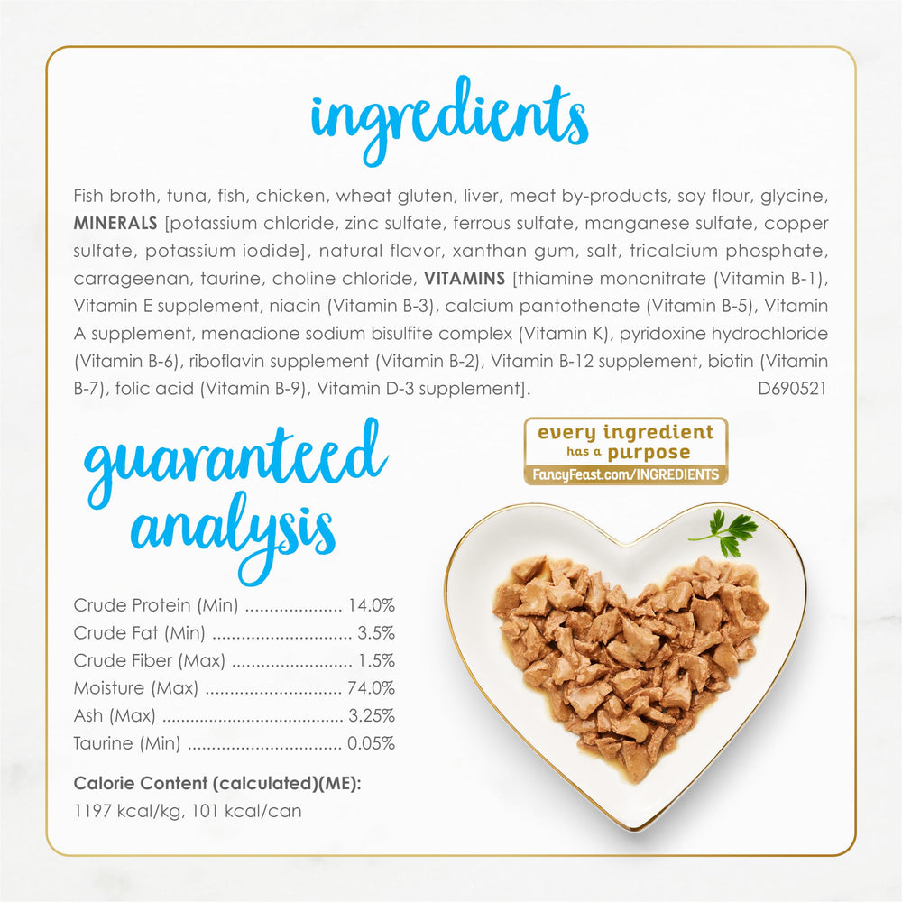 Fancy Feast pile de 24 boîtes indiquant stock économique pour foyer