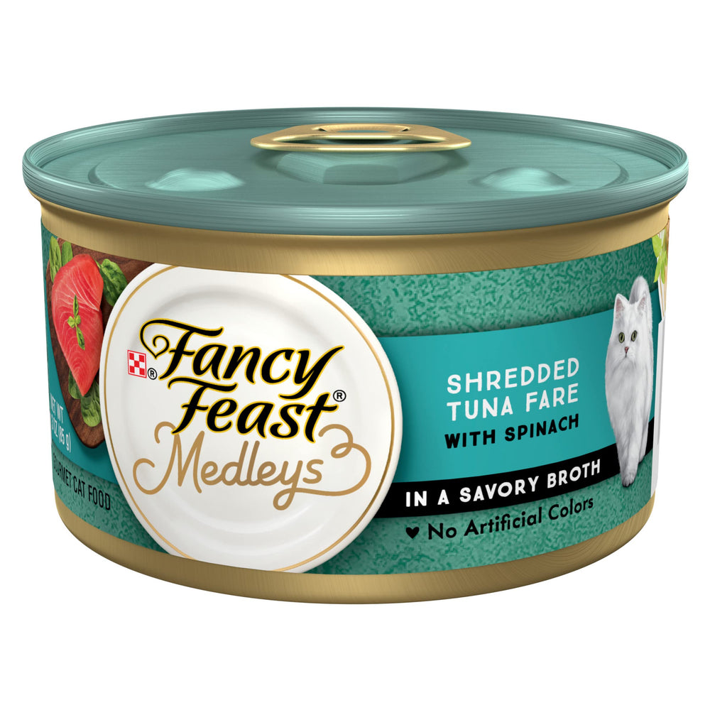 Fancy Feast montrant la face de la boîte, avantage qualité gourmet