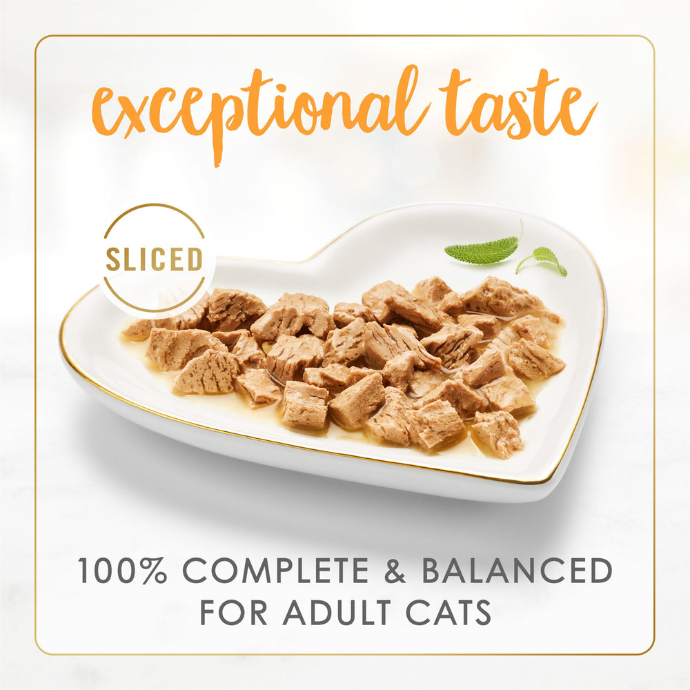 Fancy Feast gros plan des tranches de dinde pour texture tendre et attractivité