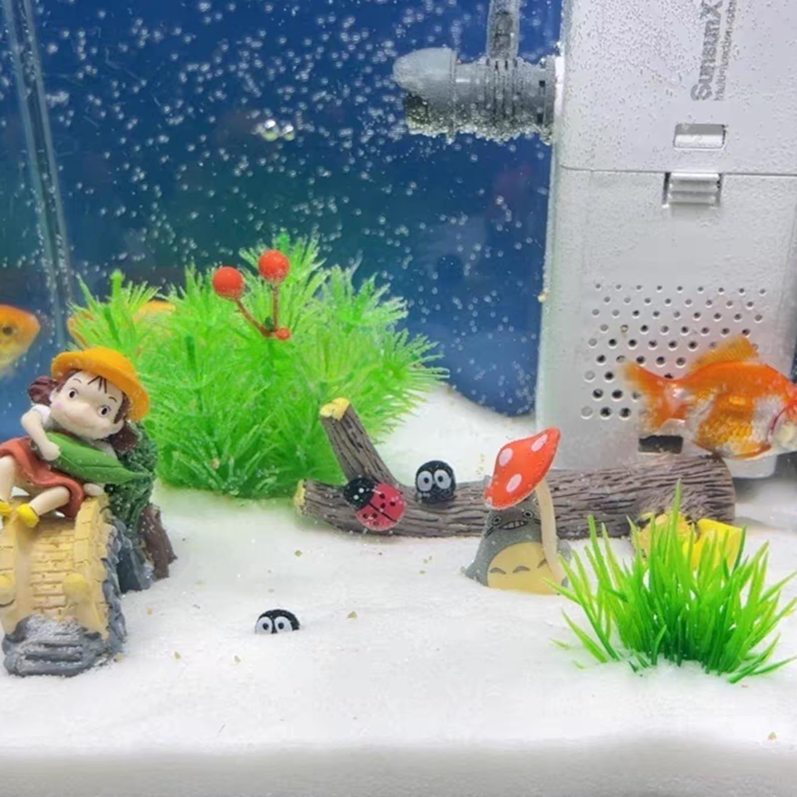 FANTIAN sable blanc posé dans aquarium, met en valeur poissons et lumière