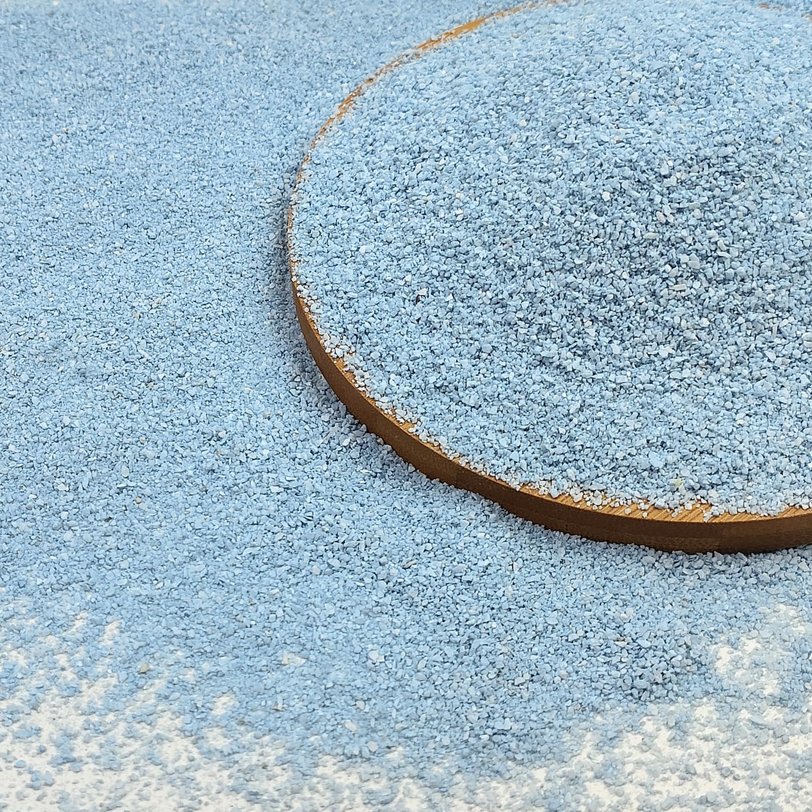 FANTIAN emballage 5 lbs montrant le sable bleu prêt à l'emploi, praticité
