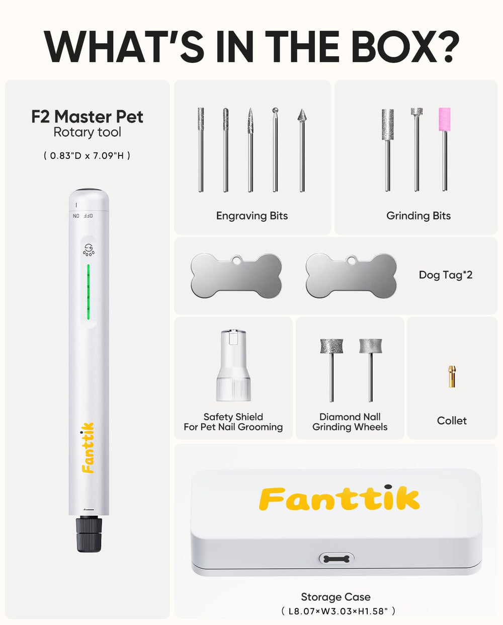 Fanttik F2 posée à côté d'une main pour échelle, format portable