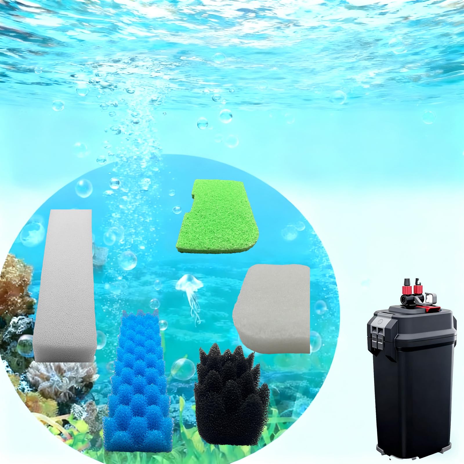 FAPBCC produit en situation dans aquarium assurant eau plus claire et stable