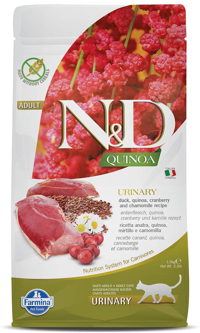 Farmina N&D emballage devant montrant la formule canard et quinoa, rassure sur la qualité