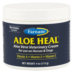 Farnam Aloe Heal emballage avant montrant le tube et l'usage pratique pour soigner