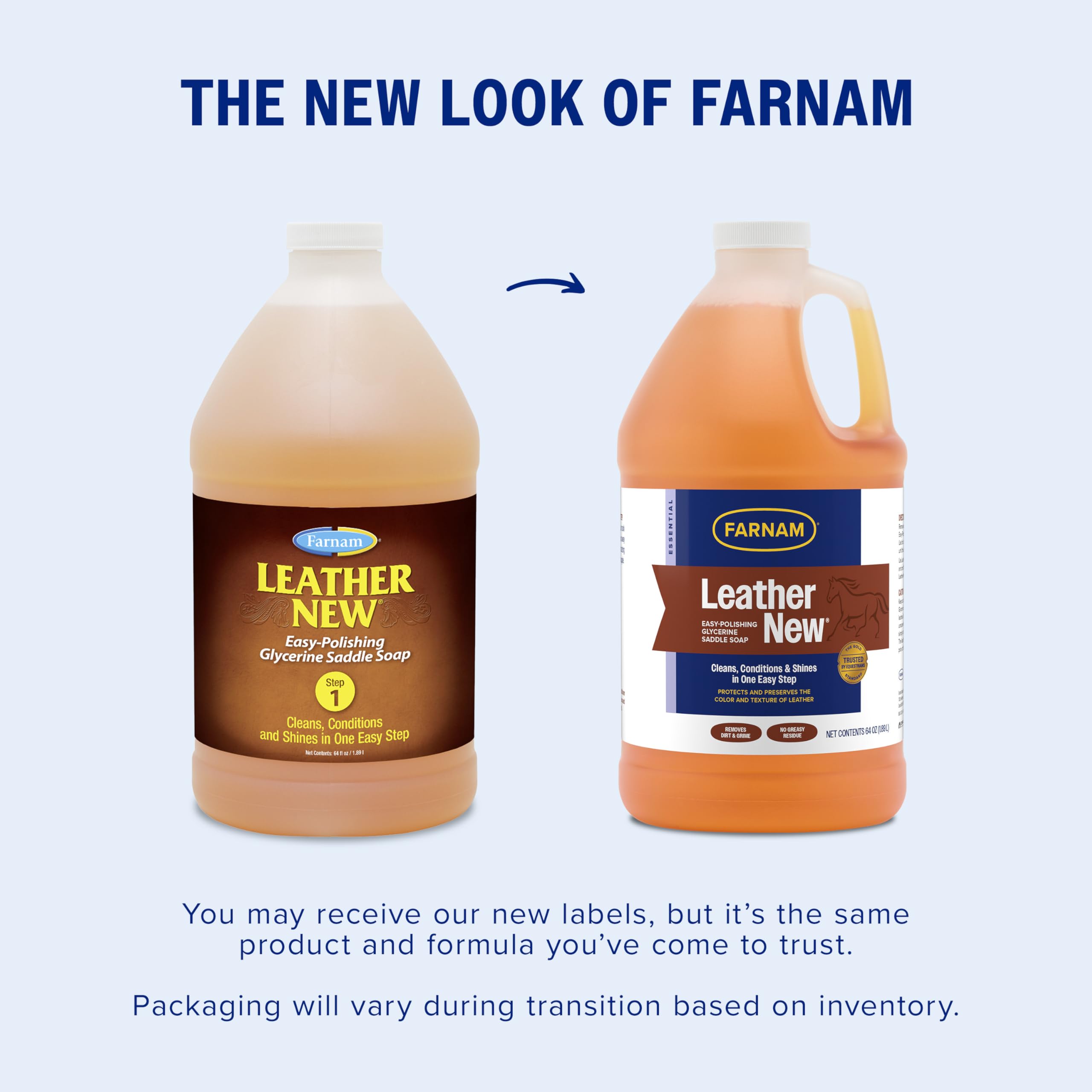 Farnam gros plan étiquette sur flacon 64 oz, lisibilité et usage pratique