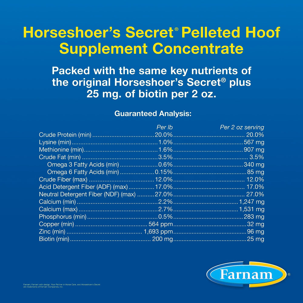 Farnam label nutriments lisible, indication biotine et minéraux