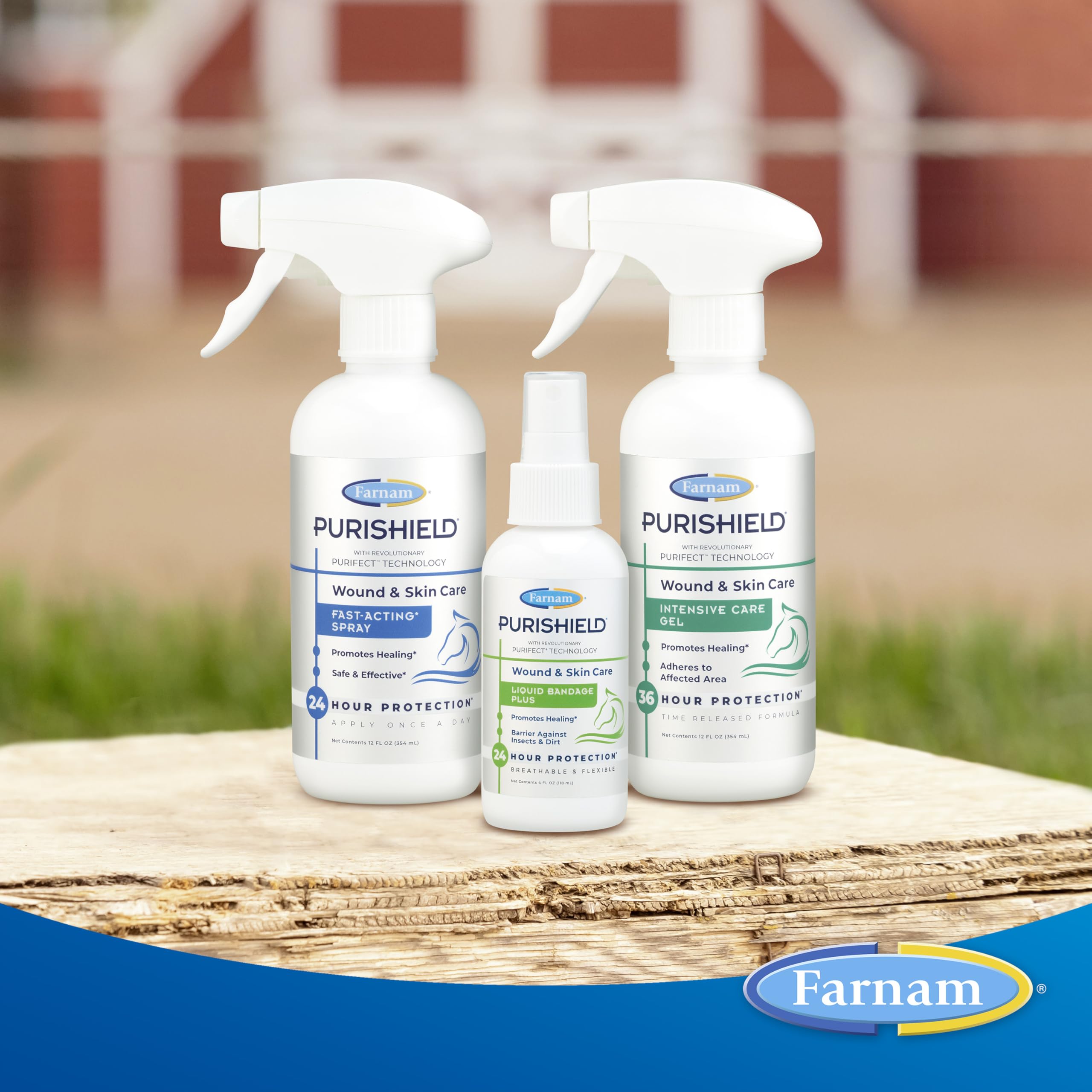 Farnam Purishield étiquette lisible listant ingrédients et précautions
