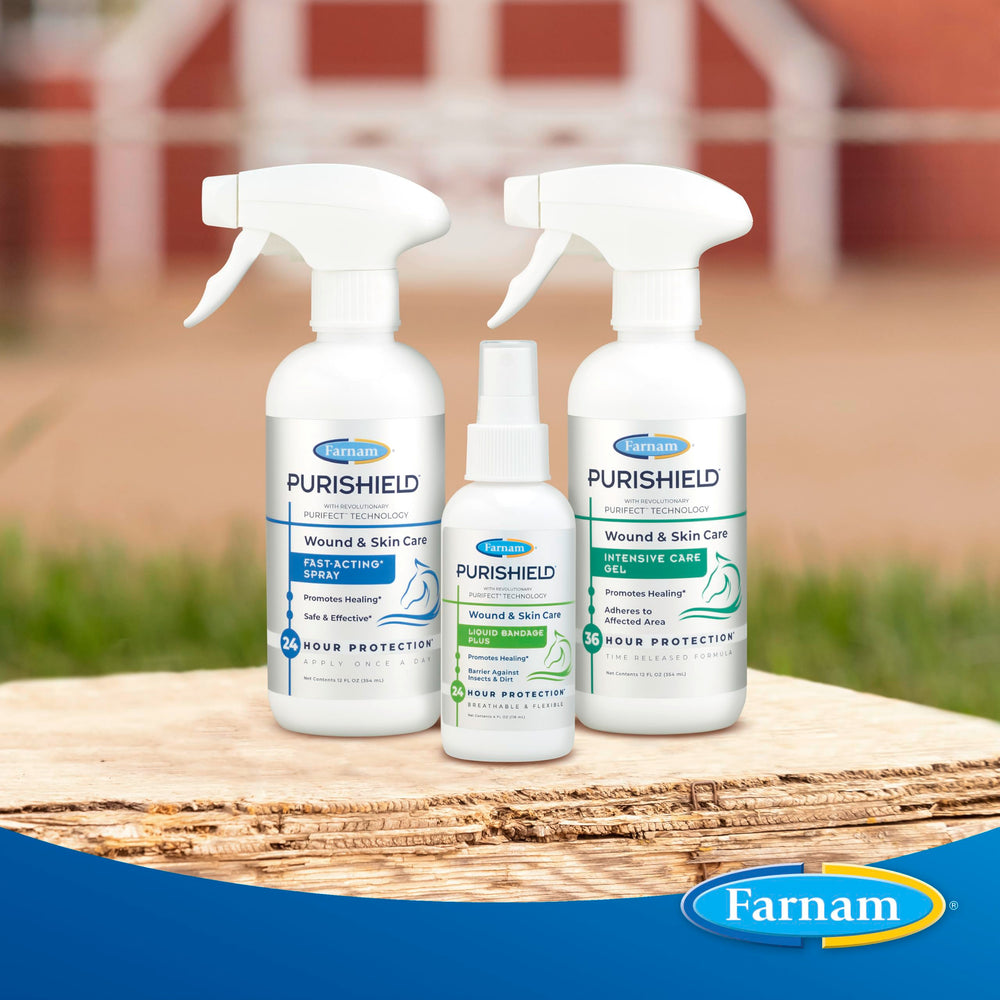 Farnam Purishield étiquette lisible listant ingrédients et précautions