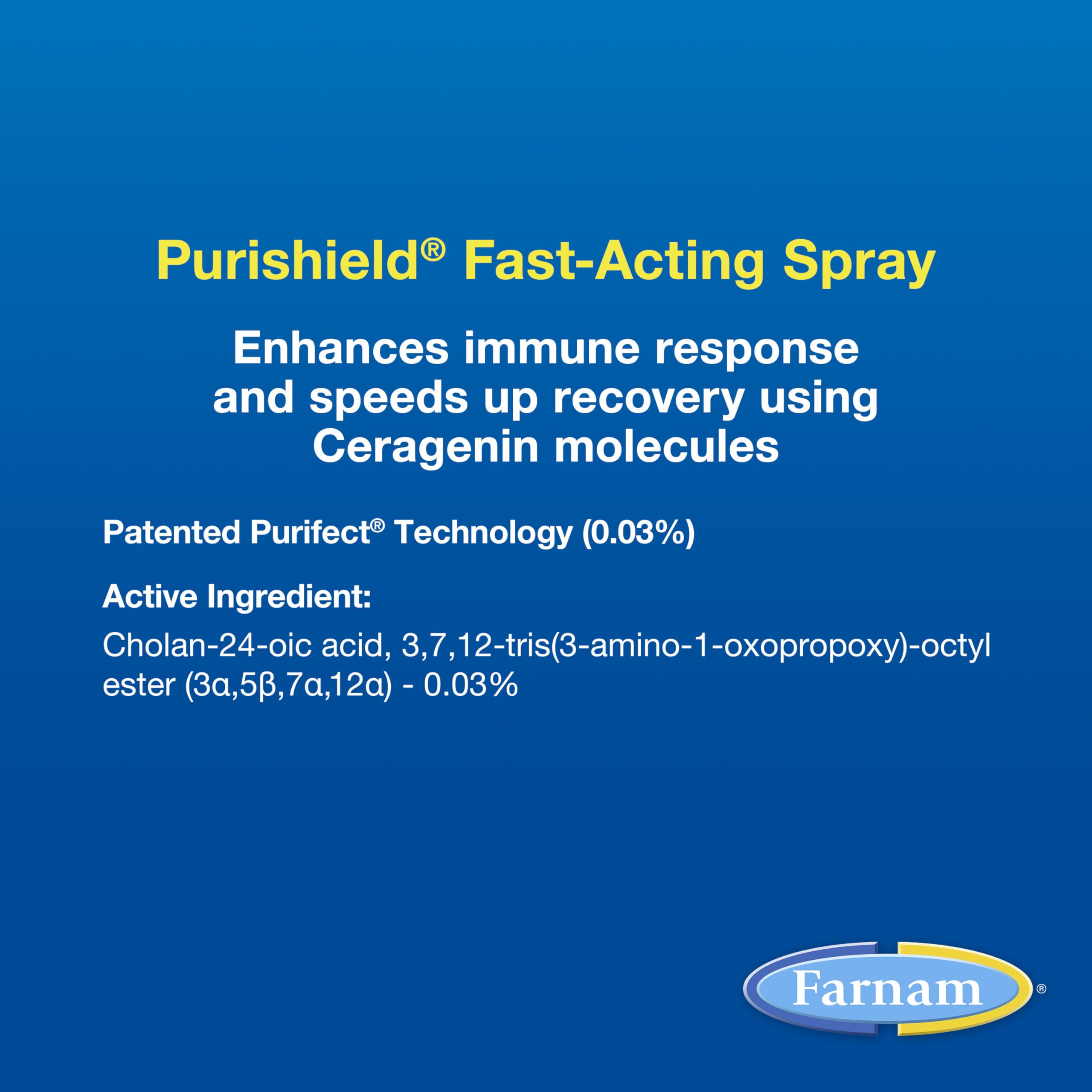 Farnam Purishield flacon tenu en main pour montrer échelle et ergonomie