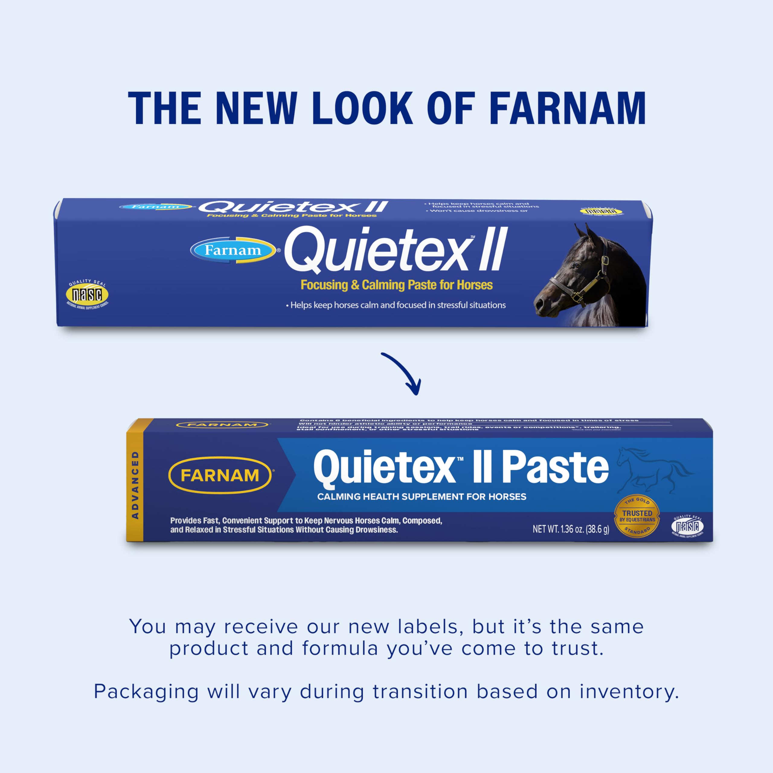 Farnam application buccale montrant tranquillité immédiate du cheval