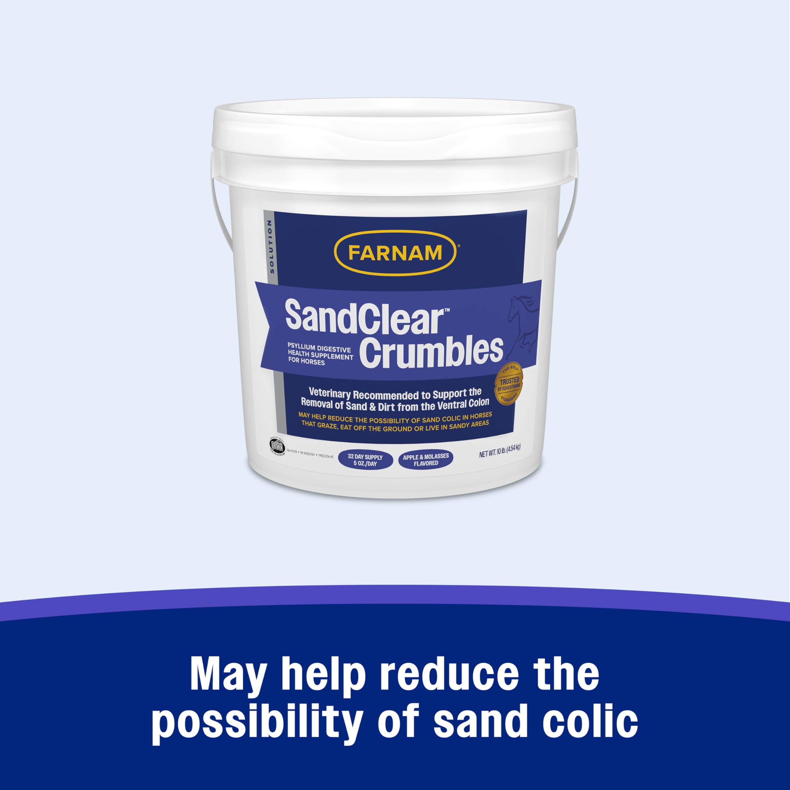 Cuillère doseuse de 5 oz avec Farnam SandClear démontrant le dosage quotidien simple