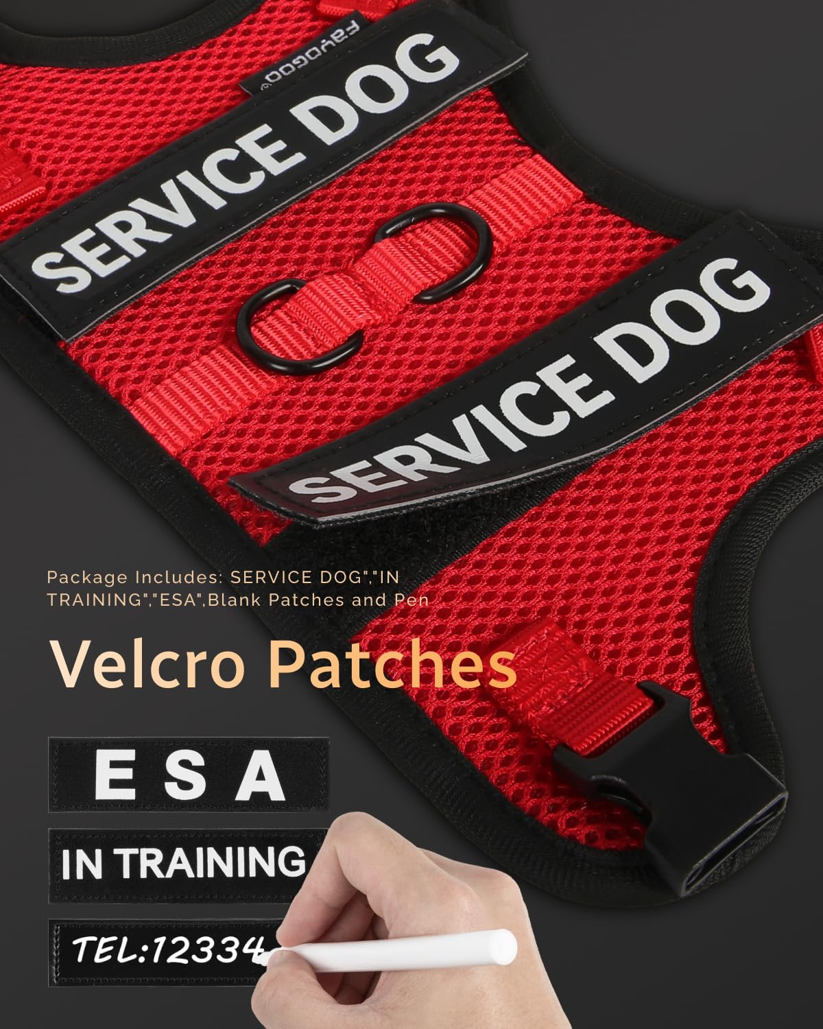 FAYOGOO panneaux velcro avec patches, identification claire