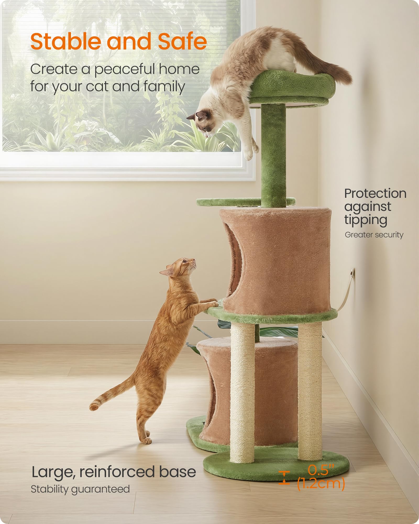 FEANDREA arbre à chat installé dans un salon créant coin naturel pour chat