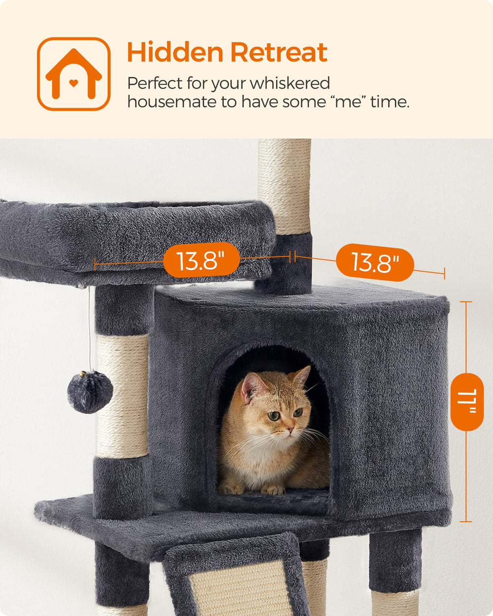 FEANDREA cachette spacieuse ouverte pour chat corpulent