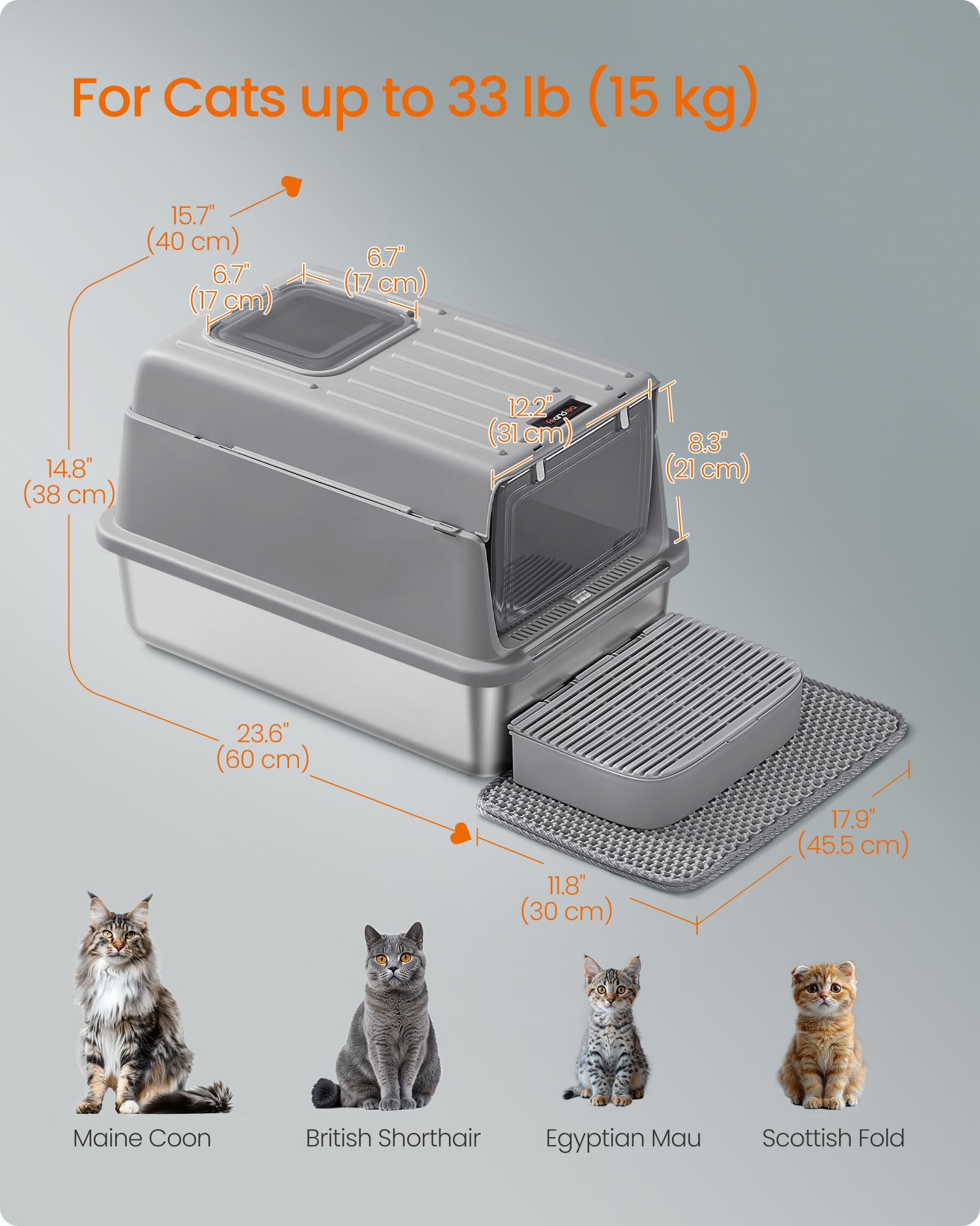 FEANDREA comparaison taille avec chat pour confort et espace de mouvement