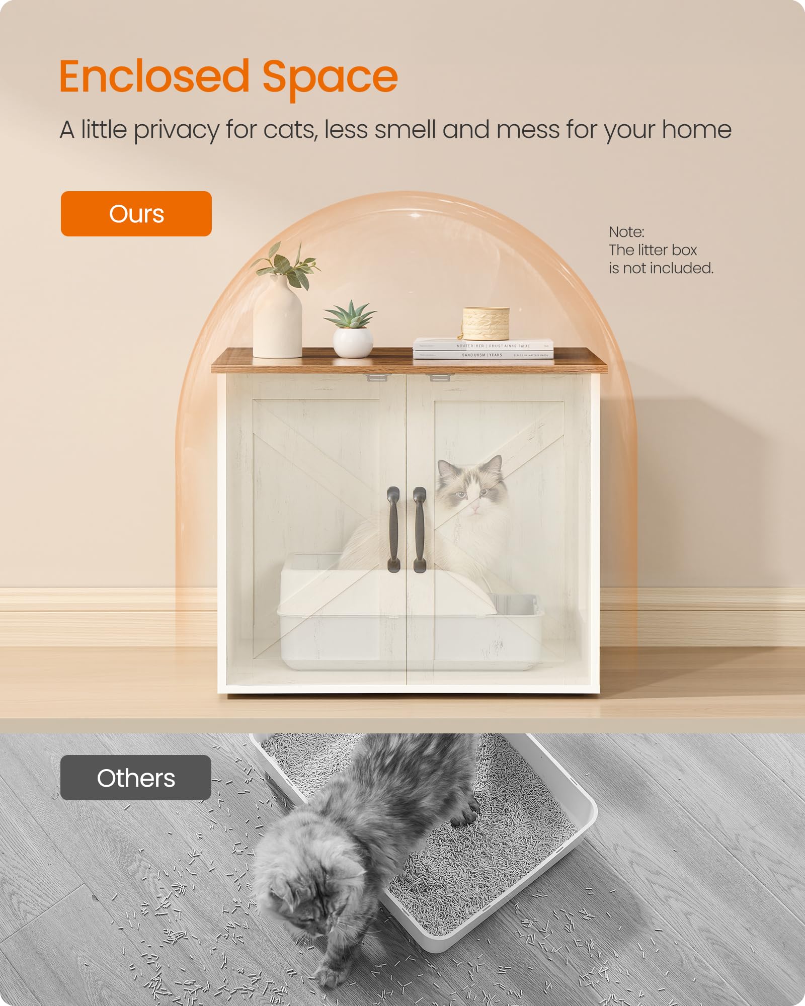 FEANDREA intérieur avec bac montre espace confortable pour chat