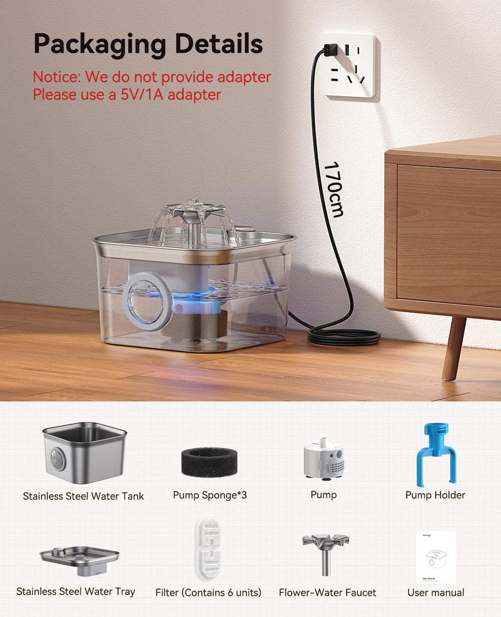 FEELNEEDY comparaison taille 2,8L montrant capacité pour foyers multi-chats