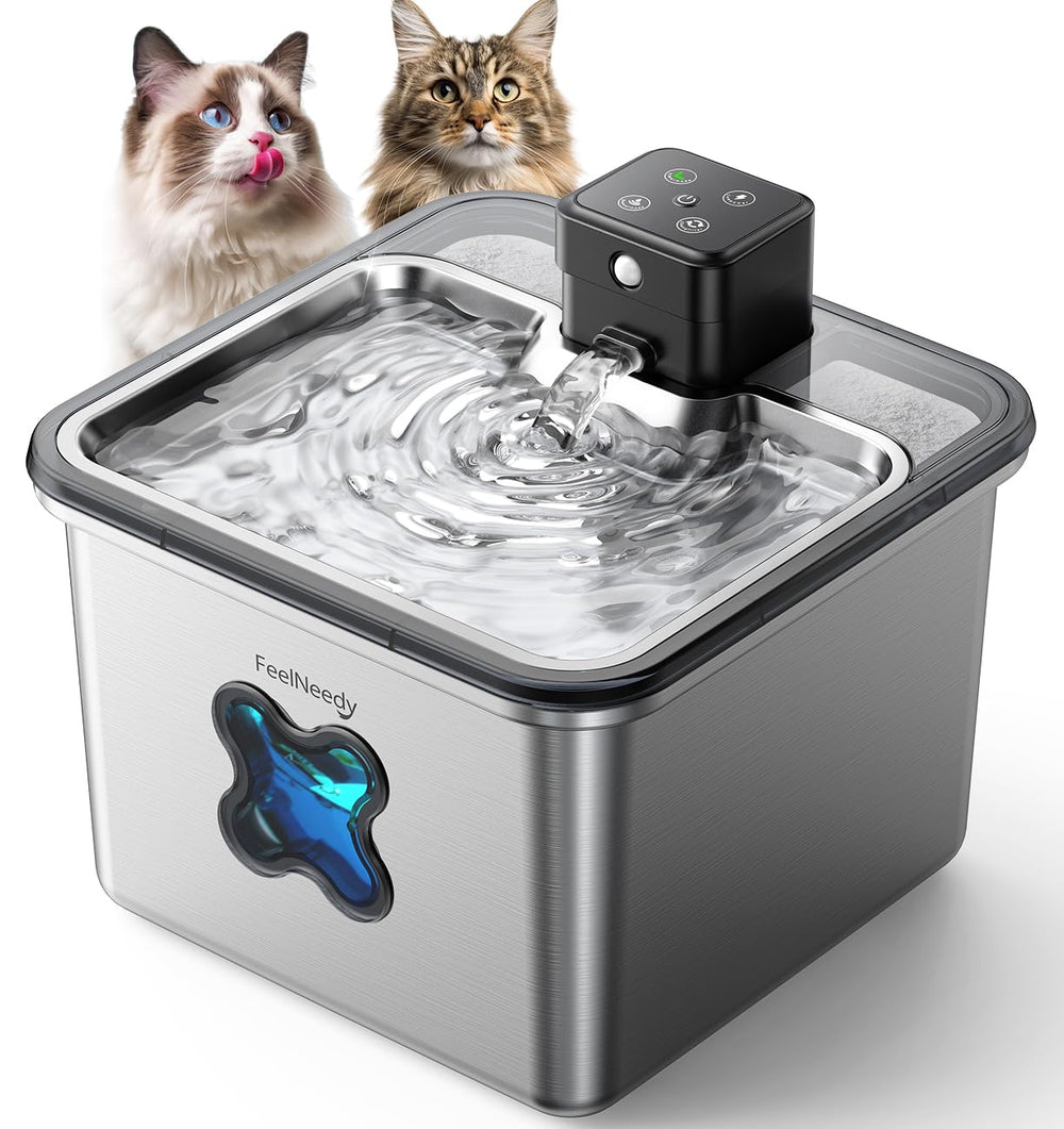 FEELNEEDY packaging avant montrant la fontaine et ses caractéristiques