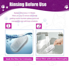 Fehugjue filtre installé dans fontaine en service, eau plus propre visible